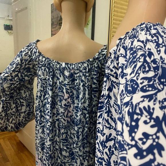 Lilly Pulitzer Navy and White Patterned Blouse - Picture 6 of 10